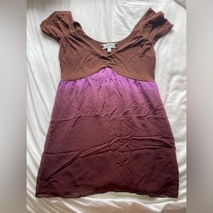brown and purple long top